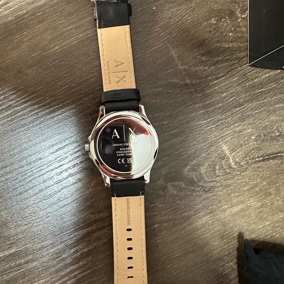 Armani AX Exchange Whitman Black Dial Black Leather Men's Watch - Picture 2 of 7